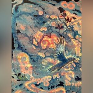 Original Art Painting Raven Woman Dreamscape Surrealism Wall Decor